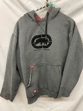 Vintage Ecko Unltd Men's Gray Graphic Hoodie